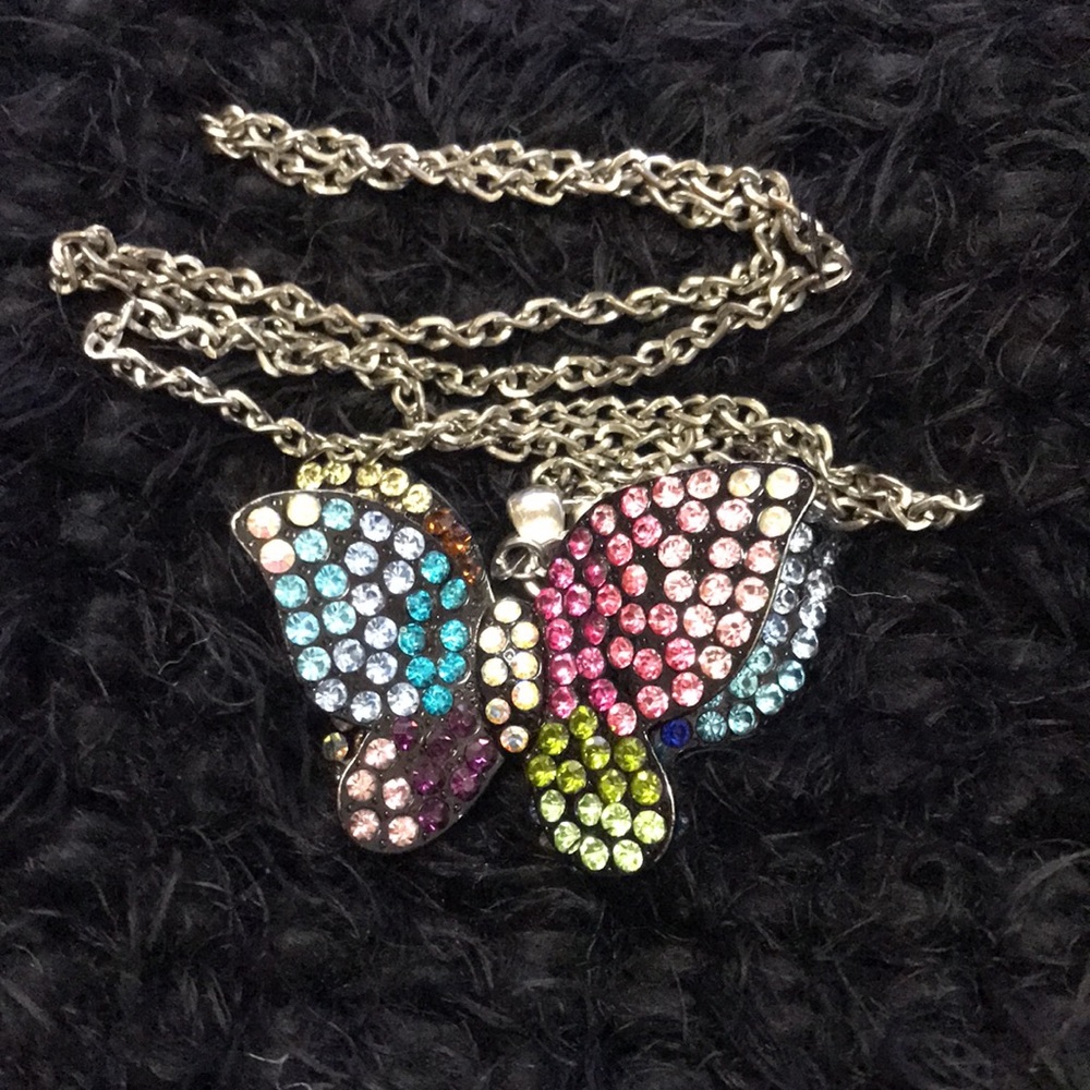 Butterfly Colorful Rhinestone Necklace - Picture 10 of 16